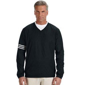 adidas Golf Men's climalite Color block VNeck Wind Shirt - A147 - Black /Black